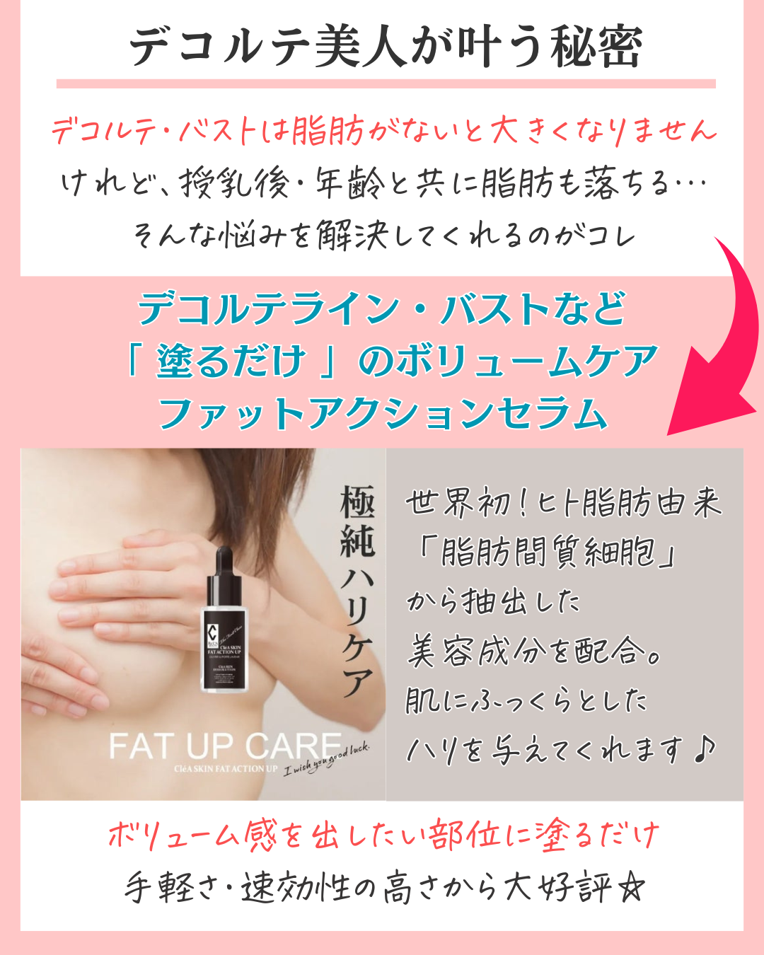 「 塗るだけ 」のボリュームケアファットアクションセラムの画像