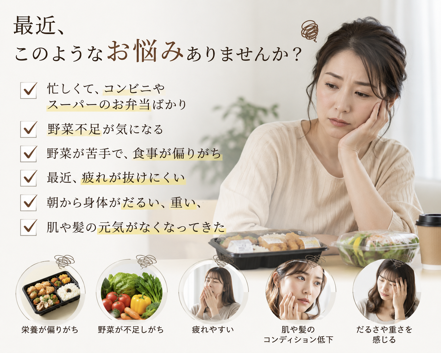 悩んでいる40代女性の画像