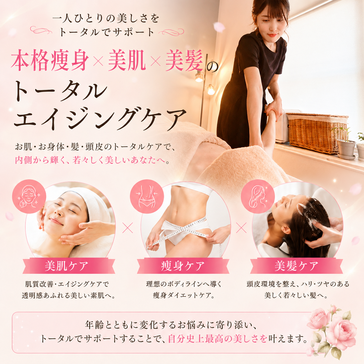 本格痩身×美肌×美髪のトータルエイジングケアの画像